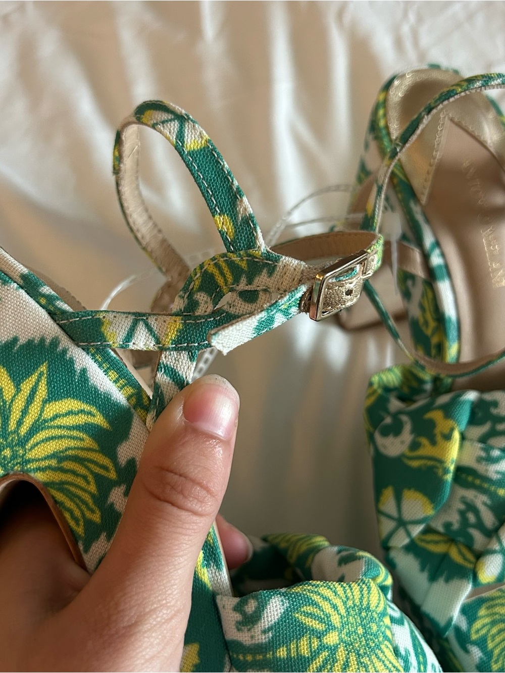 Antonio Melani Mya Royal Palm Print Braided Platform Heels - Picture 8 of 10